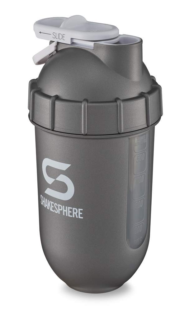 SHAKESPHERE Tumbler VIEW: Protein Shaker Bottle with Side Window, 24oz ● Capsule Shape Mixing ● Easy Clean Up ● No Blending Ball Needed ● BPA Free ● Mix & Drink Shakes, Smoothies, More (Gun Metal) Gun Metal - Clear Window - BeesActive Australia