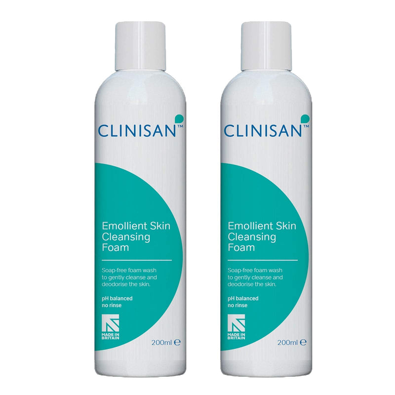 Clinisan Emollient Skin Cleansing Cleaning NoSoap Incontinence Foam Spray Bottle - 200ml - 2 Bottles 200 ml (Pack of 2) - BeesActive Australia