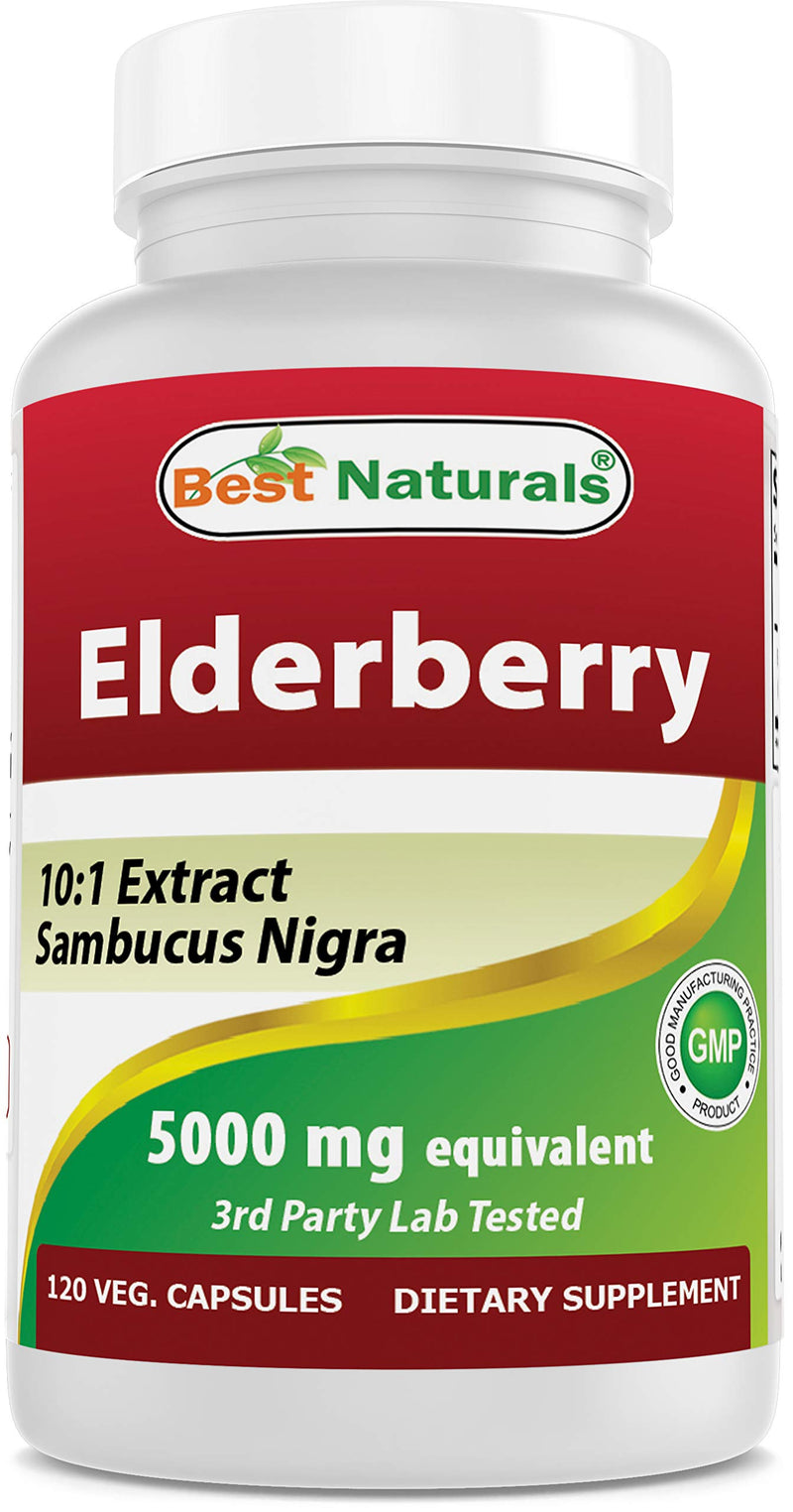 Best Naturals Elderberry Sambucus Nigra 5000mg Equivalent 120 Veg Capsules (120 Count (Pack of 1)) 120 Count (Pack of 1) - BeesActive Australia