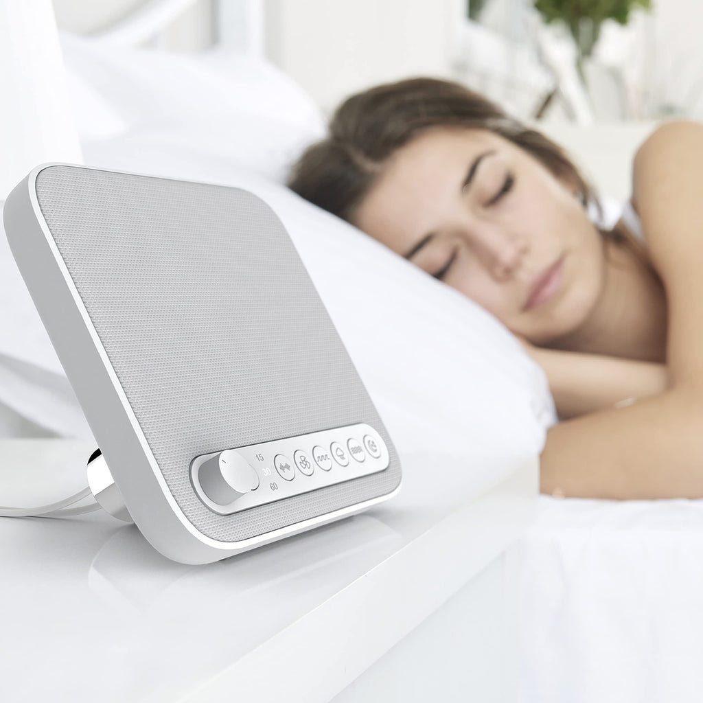 Pure Enrichment WAVE Premium Sleep Therapy Sound Machine with USB Charger - Seamless Looping with 6 Soothing All-Natural Sounds, and Auto-Off Timer - Easily Portable for Travel (White) Patented Design - BeesActive Australia