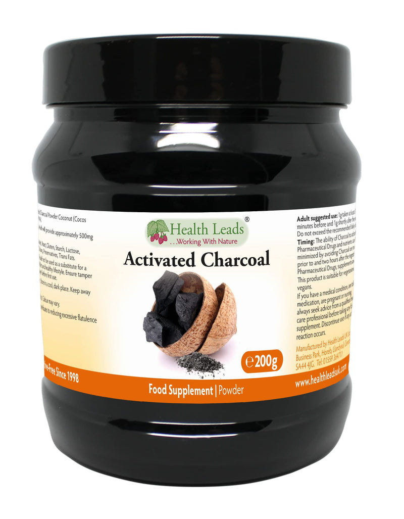 Activated Charcoal Powder 200g (Cocos nucifera), Food Grade, 100% Natural, for Teeth whitening, Toothpaste & More, Made from Coconut Shells, Made in Wales - BeesActive Australia