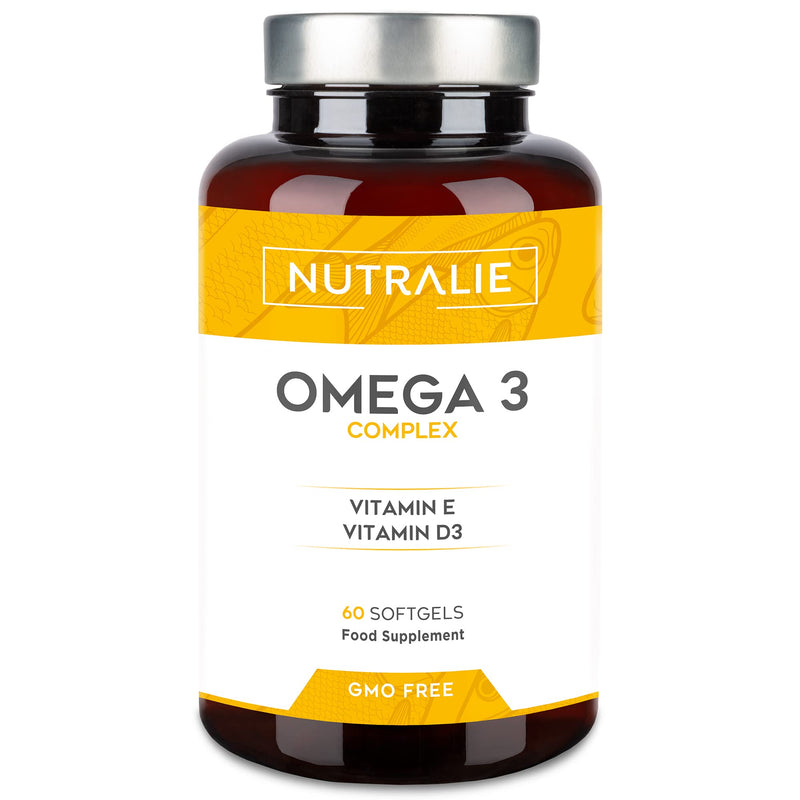 Omega 3 2000mg + Vitamins D3 & E | 1250 mg EPA-DHA per Dose | Premium Fish Oil Highly Concentrated 60 Capsules | Nutralie - BeesActive Australia