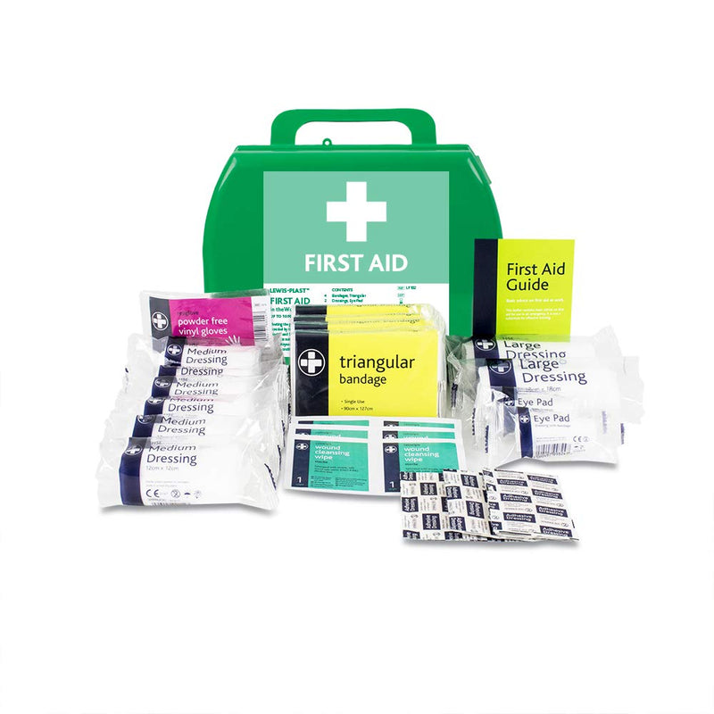 LEWIS-PLAST Premium Small HSE 10 Person Polypropylene First Aid Box - Complete with Integrated Carry Handle and Unique Flip-up Wall Mounting System - Meets Health & Safety Executive Guidelines HSE 10 People - BeesActive Australia