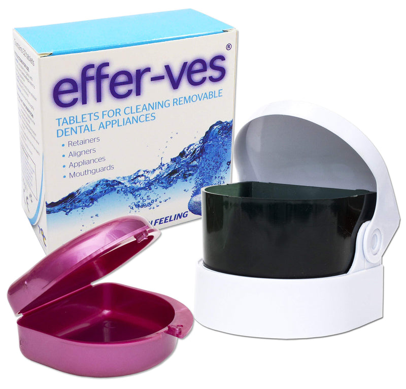 Effer-VES, Sonic Cleaner & Retainer Case ~ Box of 32 Cleaning Tablets (Pink Case) Pink Case - BeesActive Australia