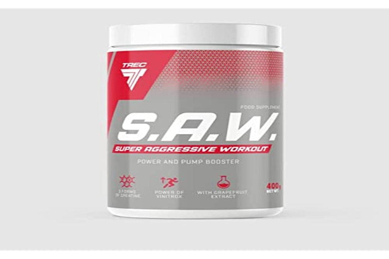 Trec Nutrition S.A.W Package of 1 x 400g – Pump Supplement - Amino Acid – Arginine – Citrulline – Beta Alanine – Taurine - Extracts of Grapes – Caffeine – Creatine - BeesActive Australia
