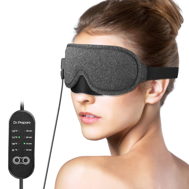 DR.PREPARE Heated Eye Mask, Electric USB Cotton Eye Compress Heating Pad with Smart Temperature & Timer Control, Earplugs for Sleep, Dry Eyes, Blepharitis, Dark Circles and Puffy Eyes - BeesActive Australia