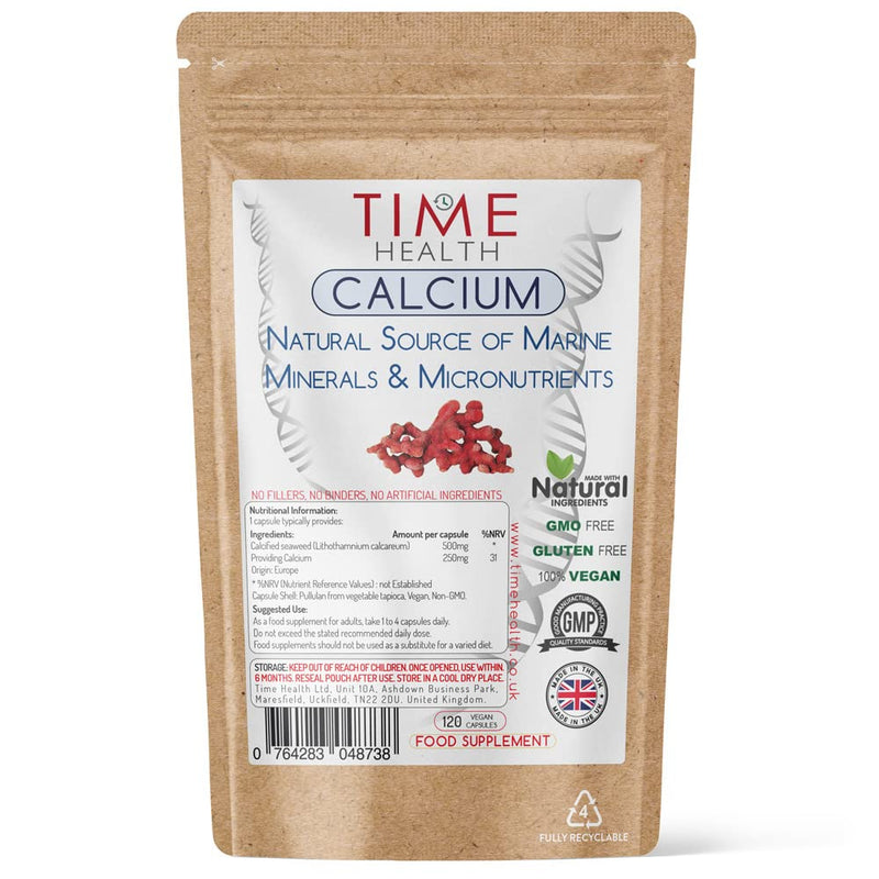 Marine Calcium and Trace Minerals from Lithothamnium calcareum - 120 Capsules (120 Capsule Pouch) 120 Count (Pack of 1) - BeesActive Australia