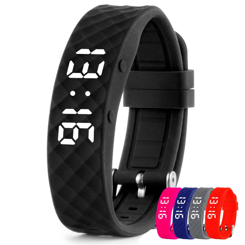 TabTime Vibrating Alarm Reminder Watch (Black) - with up to 10 Personal Alarms or Pill Reminders per Day Black Large - BeesActive Australia