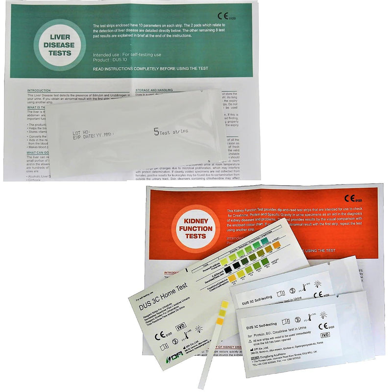 5 x Liver Disease Function Tests + 5 x Kidney Function Urine Health Check Tests 10 count (Pack of 1) - BeesActive Australia