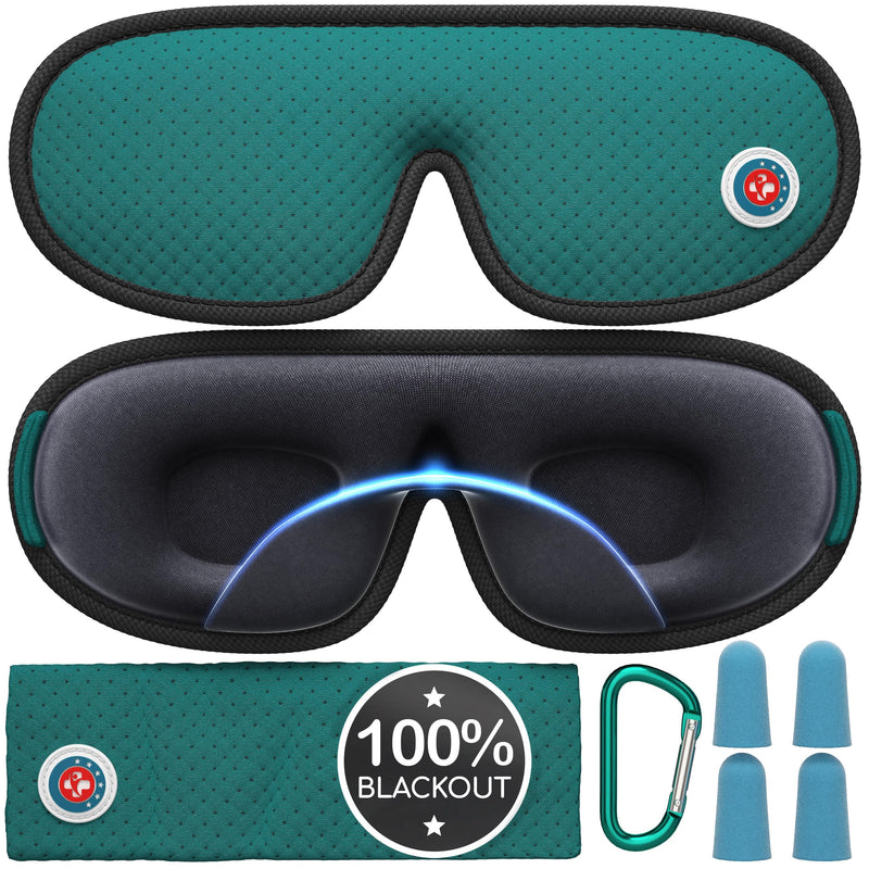 Medi Grade 100% Blackout Eye Mask for Sleeping - Breathable 3D Sleep Masks for Men and Women with Sleep Aid Zero-Eye-Pressure Technology - Comes with Sleep Mask, 4x Ear Plugs for Sleep & Carabiner Bag - BeesActive Australia