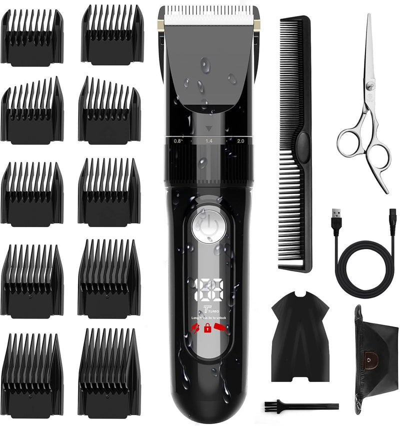 YOHOOLYO Hair Clipper Rechargeable Hair Trimmer Electric Cordless Haircut Kit Ceramic Blade for Men Kids Adults - BeesActive Australia