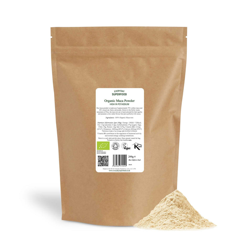 Everyday Superfood Organic Maca Powder 200g Pure Dried Maca Root Powder Great in Acai & Maqui Blend, Certified Organic, Vegan and Kosher - BeesActive Australia