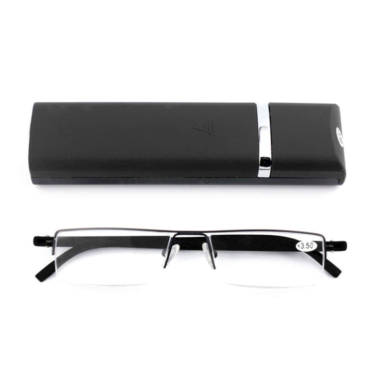 KoKoBin Lightweight TR90 Material Frame Reading Glasses for Mens Womens Half Rim with Case Portable Readers Black 1.5 Dioptres - BeesActive Australia