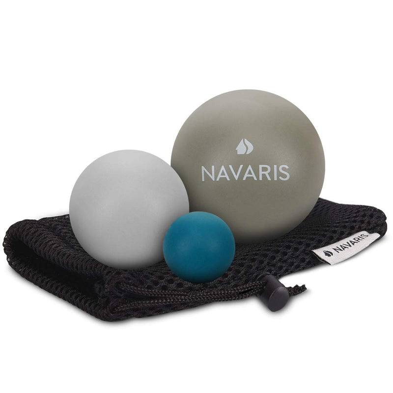 Navaris Lacrosse Massage Balls Set - Myofascial Deep Tissue Muscle Therapy for Back Legs Neck Foot Roller Trigger Points Firm Spheres - Pack of 3 - BeesActive Australia