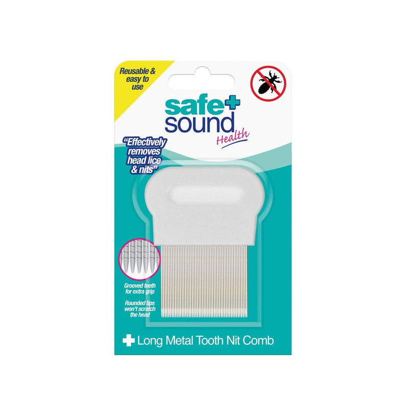 Safe & Sound Metal Long Tooth Reusable Comb for Wet Combing Removal of Head Lice and Nits, 0.03 kg,SA2768 - BeesActive Australia