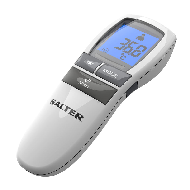 Salter TE-250-EU No Touch Infrared Thermometer, Forehead Mode, Objects and Liquids, Night Mode, Fever Alarm, 30 Memory Recall, One Second Reading, Backlit Display, For Babies/Adults, Instant/Accurate No Touch Thermometer - BeesActive Australia