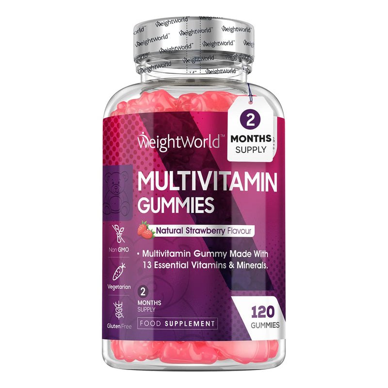 Multivitamin Gummies for Women & Men - 2 Months Supply - 13 Multivitamins & Minerals - 120 Vitamin Gummies - With Vitamin C, A, D, B, Biotin & Zinc - Strawberry Flavoured Chewable Multivitamins Adults - BeesActive Australia