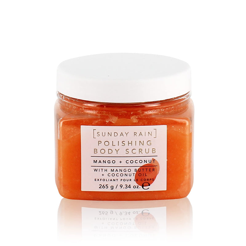 Sunday Rain Polishing Body Scrub for Extra Smooth & Soft Skin, Vegan and Cruelty-Free, Tropical Mango Butter and Coconut Oil, 265g - BeesActive Australia