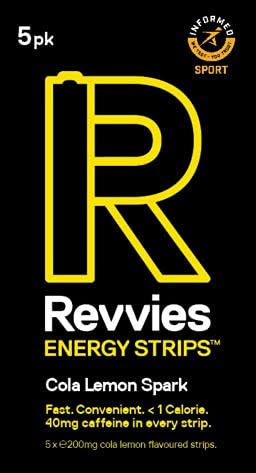 Revvies Energy Strips | Cola Lemon | 25 Strips | 40mg Caffeine Strip | 2 Strip = Coffee/Energy Drink | Less Than 2 Calories | Vegan | 5 x 5PK - BeesActive Australia