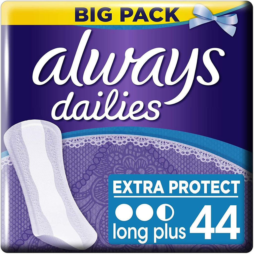 Always Dailies Extra Long Protect Plus Pantyliners, (Pack of 1) 44 Count (Pack of 1) - BeesActive Australia