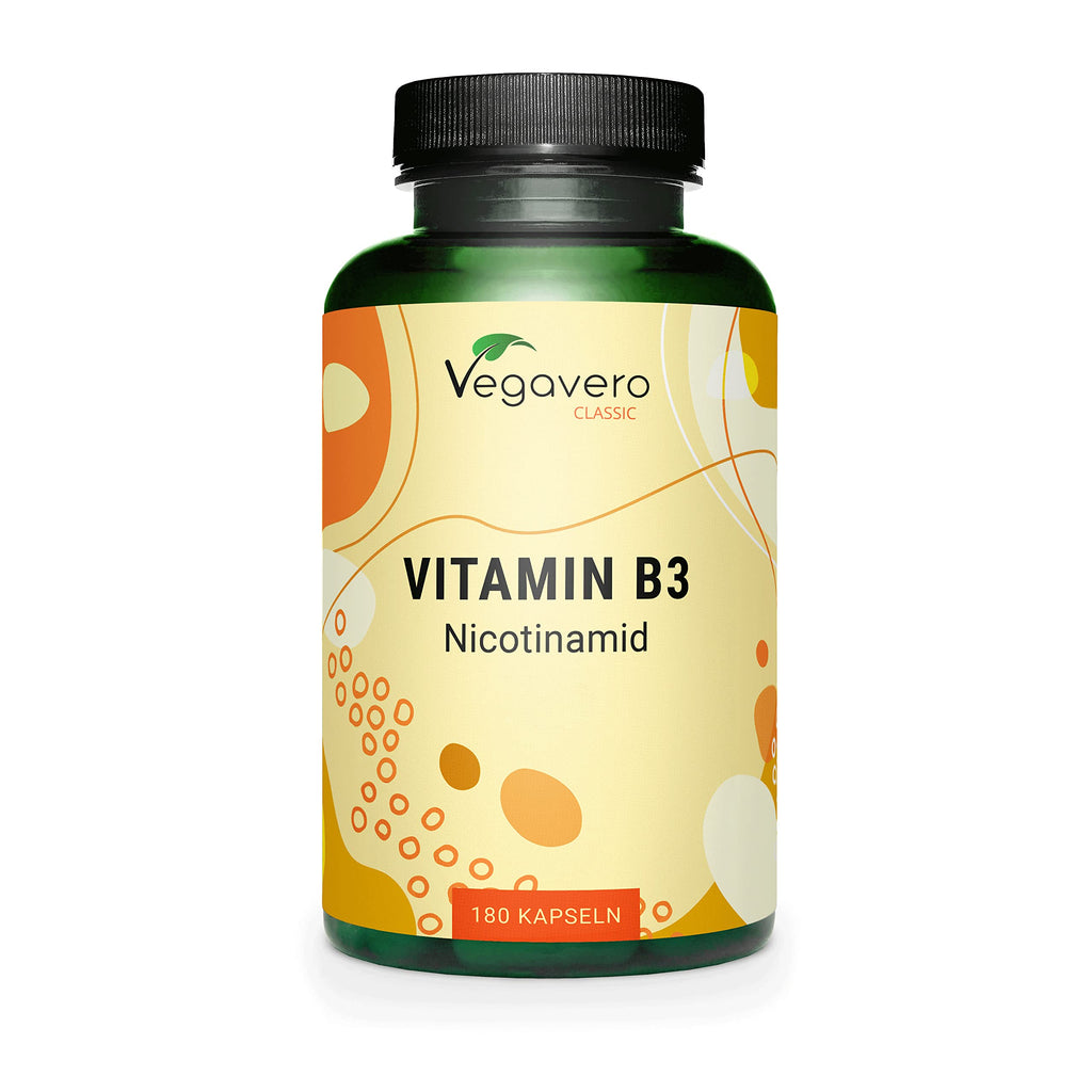 Vitamin B3 Nicotinamide Vegavero� | 500 mg | Flush Free Niacinamide | NO ADDITIVES | 180 Vegan Capsules - BeesActive Australia
