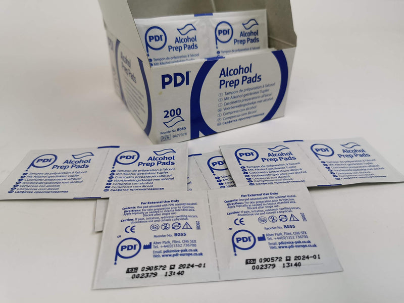 Box of 200 UK Made Pre-Injection 70% Isopropyl Alcohol Skin Wipes Prep Pads Sachets - BeesActive Australia