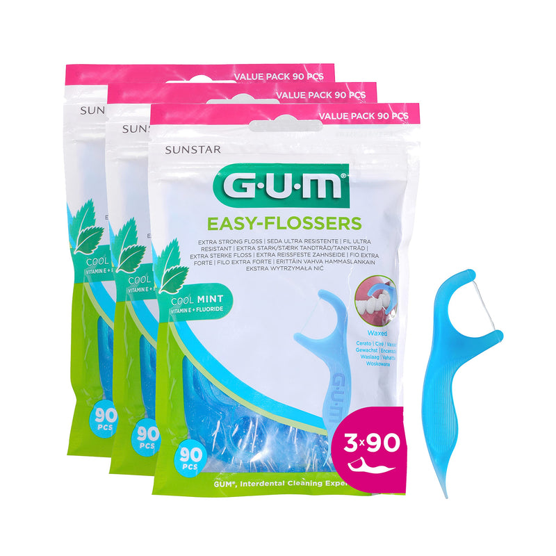 GUM Easy-FLOSSERS | Single-use Flossing Picks | Remove Plaque from Between Teeth | Fluoride and Vitamin E Coating | 90 Sticks - BeesActive Australia