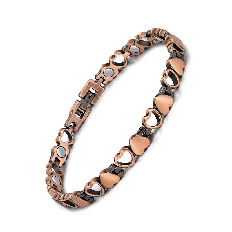 Jeracol Copper Magnetic Bracelets for Women,99.99% Solid Copper Women Wristband with Ultra Strength 3500 Guass Magnets,Adjustable Size Brazaletes with Remove Tool & Gift Box A-love Heart Design - BeesActive Australia