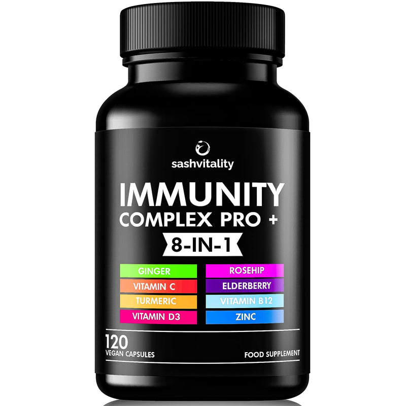 Immune System Booster Supplement - 120 Capsules - Vitamin C and Zinc, Elderberry, Iron, Vitamin B12, D3, Turmeric, Selenium, Garlic, Probiotic � Vegan Multivitamin Complex Men & Women - BeesActive Australia