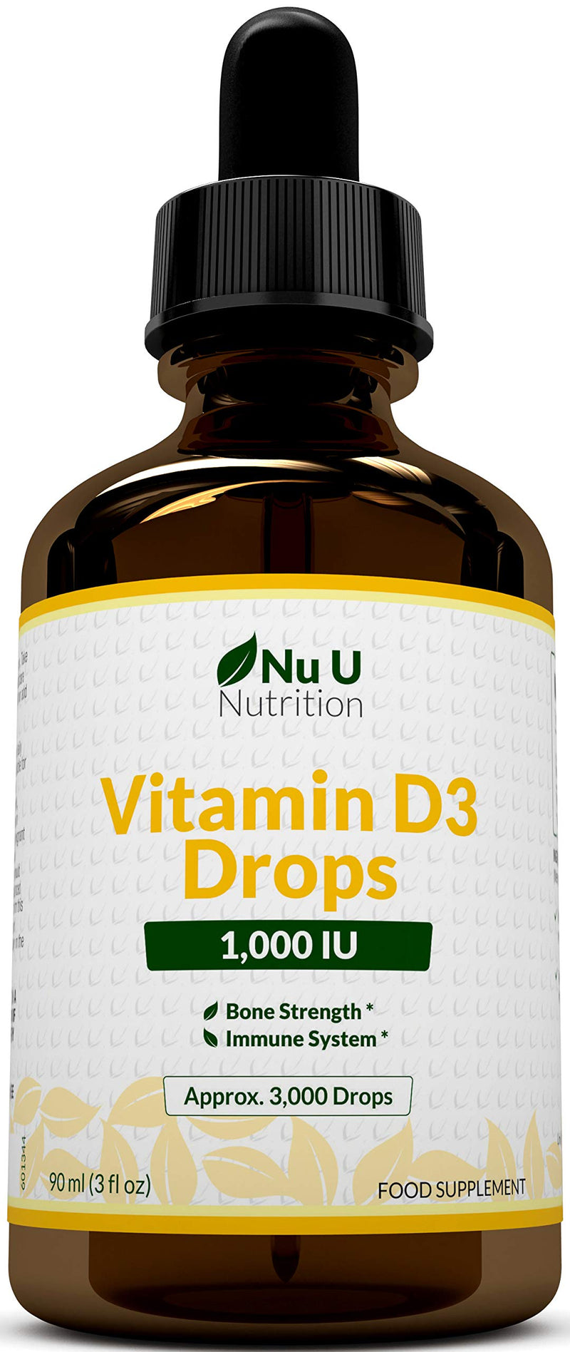 Vitamin D Drops 1000 IU 10,000 IU per 10 Drops - 50% More 90ml Equivalent to 3000 Drops - High Strength Liquid D3 in MCT Oil with Flexible Dosage - High Strength Vitamin D Supplement - BeesActive Australia