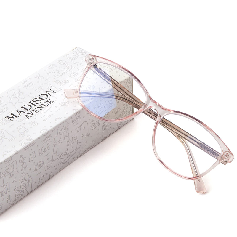 Madison Avenue Blue Light Blocking Glasses Anti Eyestrain UV Glare Blue Light Glasses for Women TV Phone Computer Gaming Eyeglasses Crystal Brown - BeesActive Australia