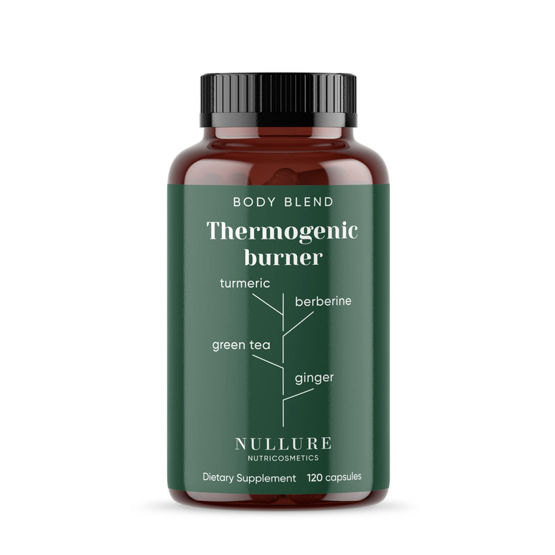Natural Thermogenic Fat Burner Nullure I Vegan I Complete Formulation - Green Tea + Turmeric + Ginger + Berberine + Resveratrol + Garlic + Vitamin A + Piperine - 120 Capsules (2 Months) - BeesActive Australia