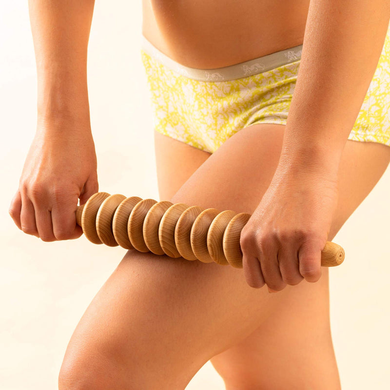 Tuuli Accessories Anti Cellulite Massage Disc Massager Roller with Handle Maderotherapy Wooden - BeesActive Australia