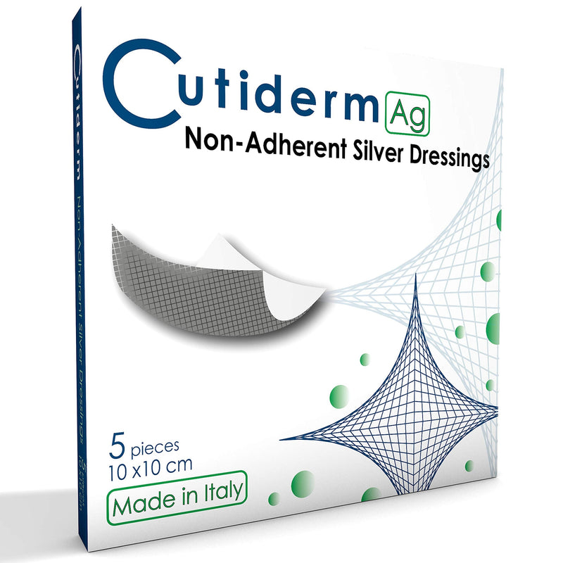 Pack of 5 Cutiderm AG Non-Adherent Silver Wound Dressings 10cm x 10cm 5 Count (Pack of 1) - BeesActive Australia