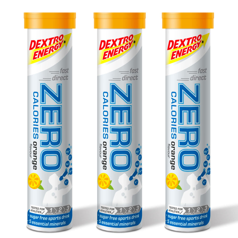 Dextro Energy Zero Calories I Recovery and Hydration Electrolyte Drink I Zero Effervescent Tablets I Orange | 3 Tubes, 60 Tablets | - BeesActive Australia