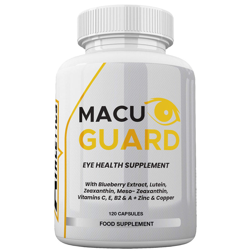 MacuGuard+ Eye Supplement - 120 Capsules - Zeaxanthin, Meso Zeaxanthin, Lutein, Blueberry Extract Plus Vitamins and Minerals - Premium UK Made - BeesActive Australia