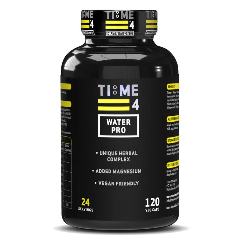 Time 4 Water Pro High Strength Water Pills, Bloating Relief and Weight Loss, Water Balance & Fluid Retention Vegan Friendly 120 Caps 7 Active Ingredients Including Dandelion Root Hawthorne & Green Tea - BeesActive Australia