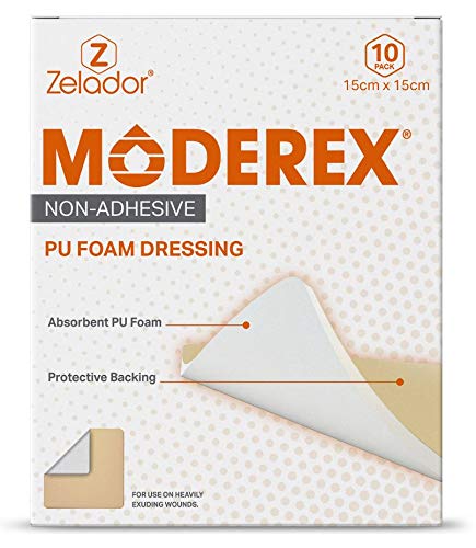 PU Foam Dressing (Moderex Non Adhesive) for Heavily exuding Wounds (15x15cm x 10) 15x15 cm (Pack of 10) - BeesActive Australia