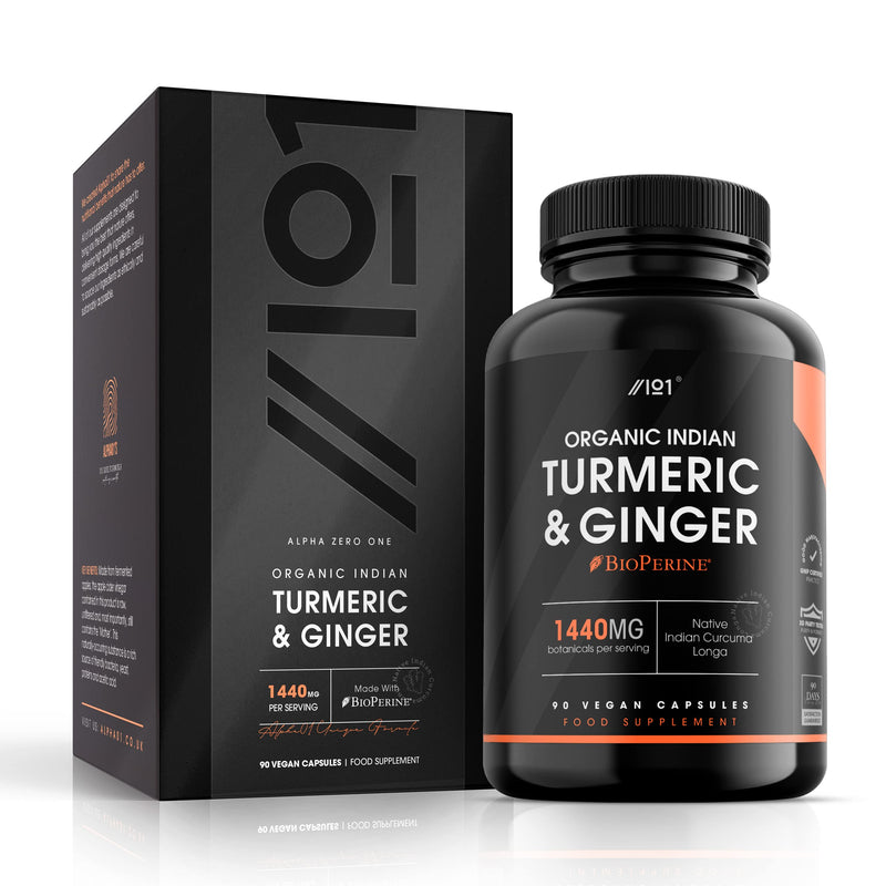 Organic Indian Turmeric, Ginger & BioPerine� - Freeze Dry Native Indian Curcuma Longa with Black Pepper - Non-GMO, Gluten Free, 90 Vegan Capsules 1 - BeesActive Australia