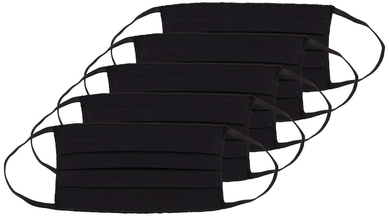Oscar Apparels Reusable Face Mask, 100% BCI Cotton with Elastic Loop, Adult (5 Pack) One Size (Pack of 5) Black - BeesActive Australia