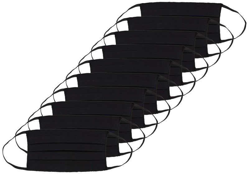 Oscar Apparels Reusable Face Mask, 100% BCI Cotton with Elastic Loop, Adult (10 Pack) One Size (Pack of 10) Black - BeesActive Australia