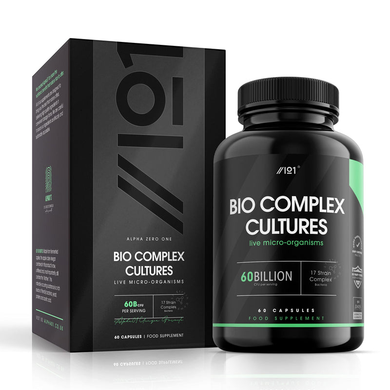 BioCultures Complex - 17 Live Strains with 60 Billion CFU Probiotics - for Gut Health & Digestive System - Lactobacillus Acidophilus & Bifidobacterium - 60 Capsules 60 Count (Pack of 1) - BeesActive Australia