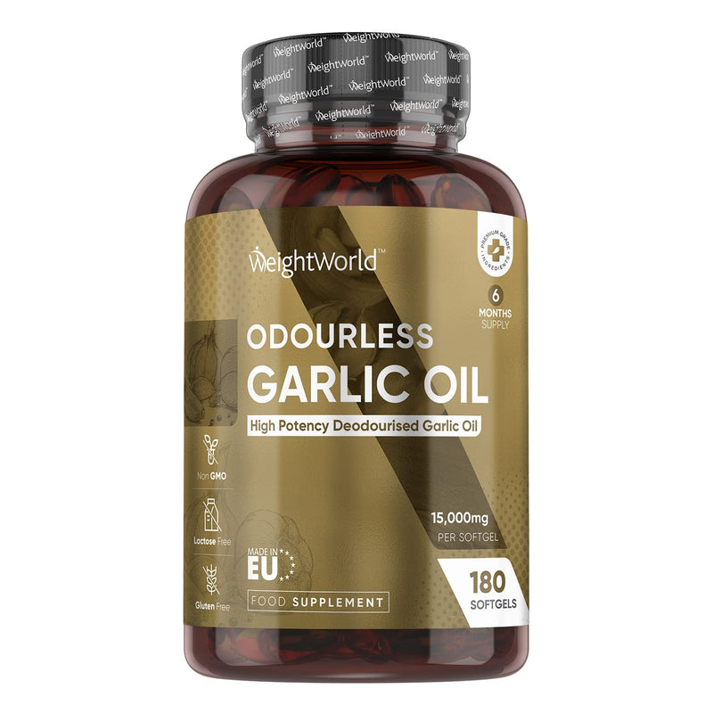 Garlic Capsules Odourless High Strength 45,000mg � 180 Softgels (Upto 3 Softgels A Day) - Cold Pressed Garlic Oil Extract - High in Allicin - Deodourised Garlic Supplement (not Garlic Tablets) - BeesActive Australia