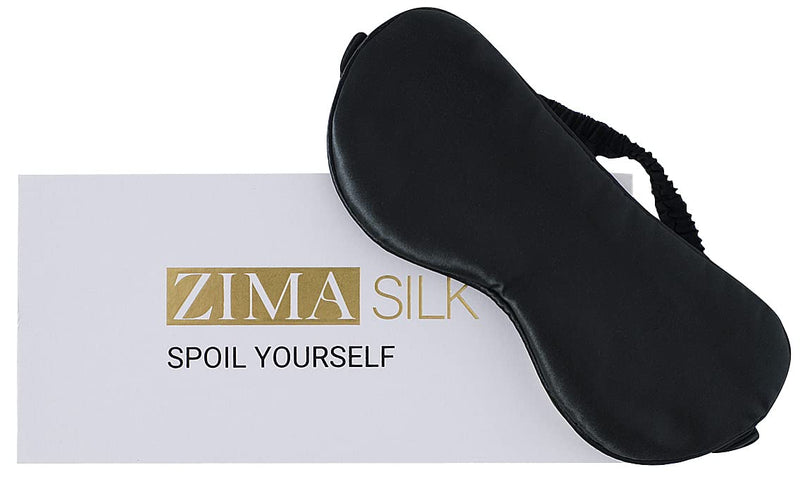 ZIMASILK 100% 22 Momme Pure Mulberry Silk Sleep Mask,Filled with 100% Mulberry Silk，Silk Wrapping Strap- Super Soft & Comfortable Sleep Eye Mask for Sleeping (Black) Black - BeesActive Australia