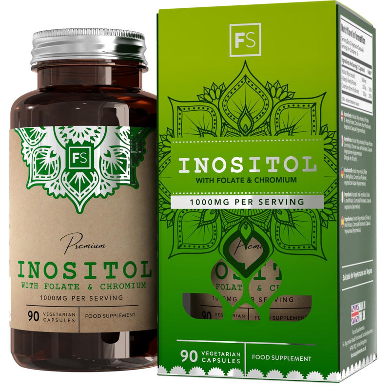 FS Inositol Supplement with Folate & Chromium | 90 Myo-Inositol Capsules - 1000mg Inositol 200mg Folate & 100mg Chromium per Serving | Female Support Supplement | Non-GMO, Gluten & Allergen Free - BeesActive Australia