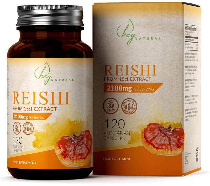 HN Reishi Mushroom Capsules | 120 High Strength Vegan Reishi Mushroom Capsules - 2100mg (15:1 Extract) Mushroom per Serving | Nootropics Mushroom Complex | Non-GMO & Allergen Free | Made in the UK - BeesActive Australia