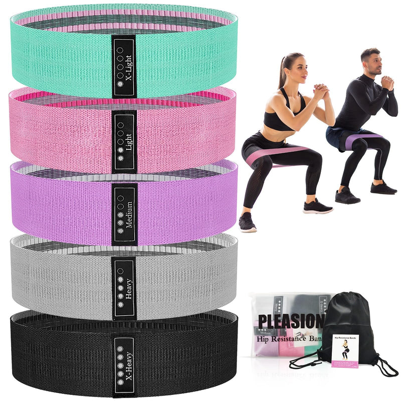 Fabric Resistance Bands for Working Out, 5 Levels Booty Bands for Women Men, Cloth Workout Bands Resistance Loop Exercise Bands for Legs Butt at Home Fitness, Yoga, Pilates Green/Pink/Purple/Grey/Black - BeesActive Australia