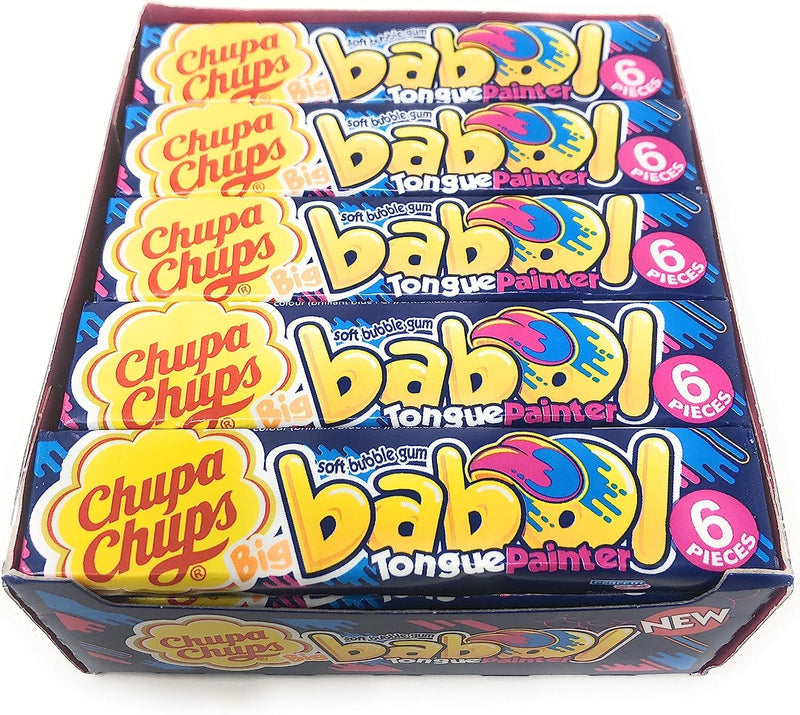 Chupa Chups Big Babol Bubble Gum - Blue Raspberry Tongue Painter (6 Gums Per Pack, 20 Packs) - BeesActive Australia