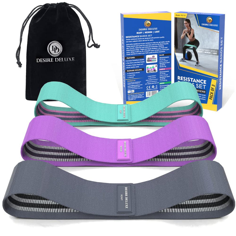 Desire Deluxe Resistance Bands Set for Men and Women, Premium Exercise (Pack 3) Different Resistance Levels Loops Band for Home, Gym, Fitness, Training - Long Exercise Workout, Yoga & Pilates Free Bag - BeesActive Australia