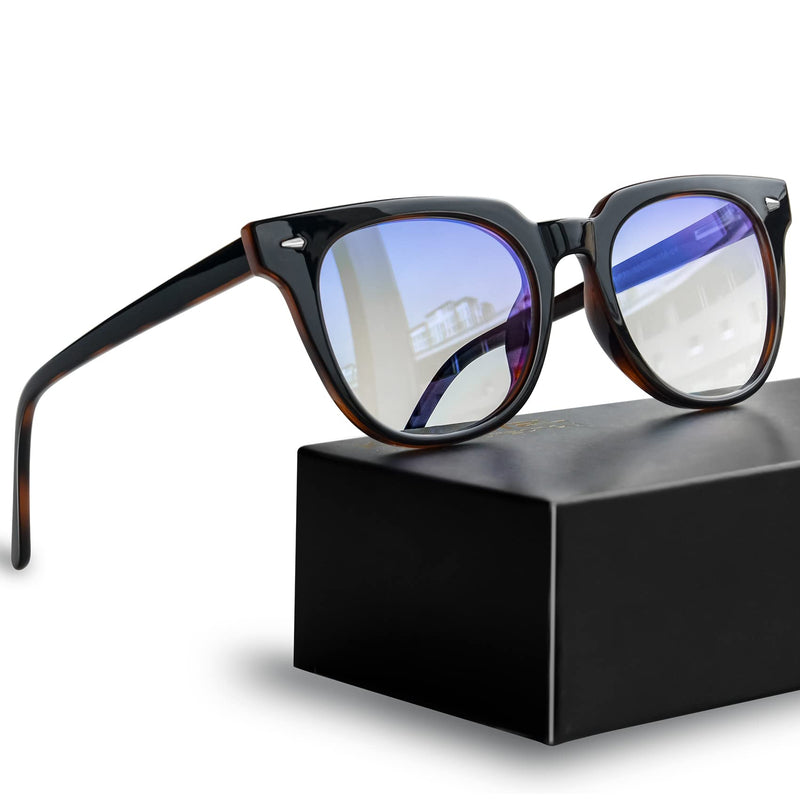 KANASTAL HD Clear Blue Light Blocking Glasses (Reducing Headaches and Sleeps Better) Blue Light Filter Suitable for Computer/Gaming/TV/Mobile Phone - No Prescription, Suitable for Adults/Kids Black Frame Tea Piece - BeesActive Australia